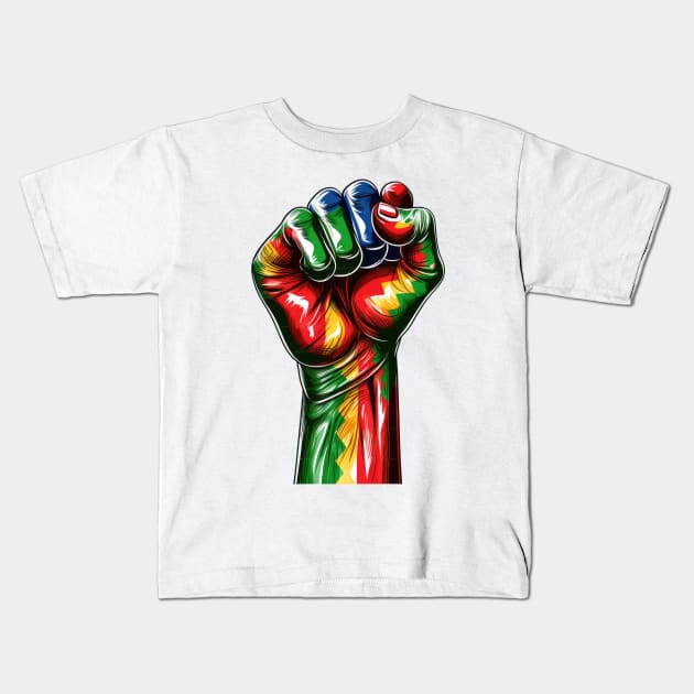 Juneteenth Hand Kids T-Shirt by Chromatic Fusion Studio